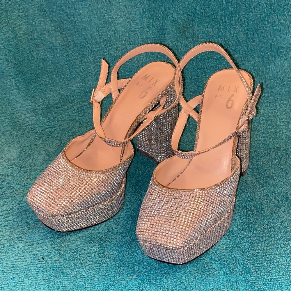 Mix No. 6 Sparkling Silver Platform Sandals